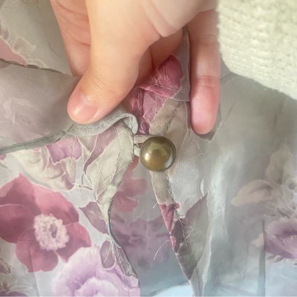 Lady Dorby vintage women’s sheer ruffle blouse size L floral fairycore whimsical - Picture 4 of 6